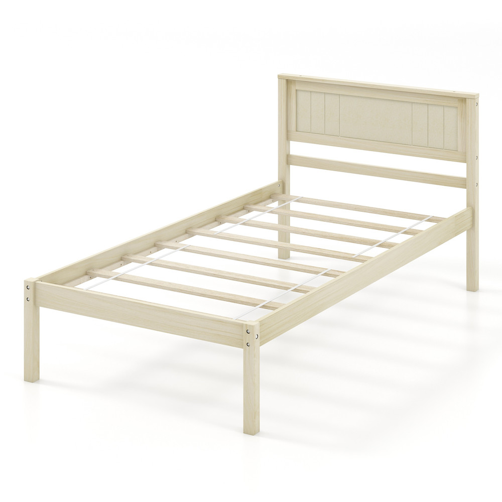 Twin/Full/Queen Size Wooden Bed Frame with Headboard and Slat Support, No Box Spring Needed, Platform Bed