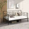 Twin Size Metal Daybed Sofa Bed Frame with Armrests and Backrest, Modern Guest Bed with Storage Space for Living Room