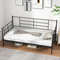 Twin Size Metal Daybed Sofa Bed Frame with Armrests and Backrest, Modern Guest Bed with Storage Space for Living Room