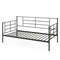 Twin Size Metal Daybed Sofa Bed Frame with Armrests and Backrest, Modern Guest Bed with Storage Space for Living Room