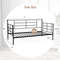 Twin Size Metal Daybed Sofa Bed Frame with Armrests and Backrest, Modern Guest Bed with Storage Space for Living Room