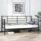 Twin Size Metal Daybed Sofa Bed Frame with Armrests and Backrest, Modern Guest Bed with Storage Space for Living Room