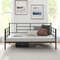 Twin Size Metal Daybed Sofa Bed Frame with Armrests and Backrest, Modern Guest Bed with Storage Space for Living Room