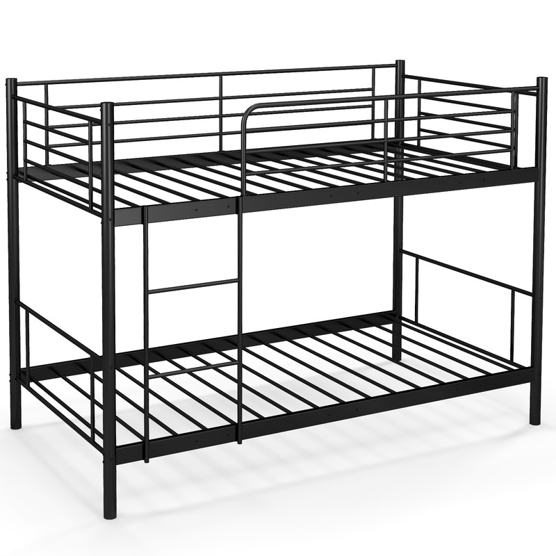 Twin Over Twin Metal Bunk Bed with Ladder and Full-length Guardrails, Heavy Duty Frame for Kids, Teens, Dorm