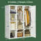 Foldable Closet Clothes Organizer with 8 Cubby Storage, Portable Wardrobe Cabinet with Hanging Rods & Magnet Doors
