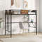 Twin Size Industrial Metal Loft Bed with Storage Shelf & Built-In Ladder, Space-Saving Design for Kids, Teens, Dorms