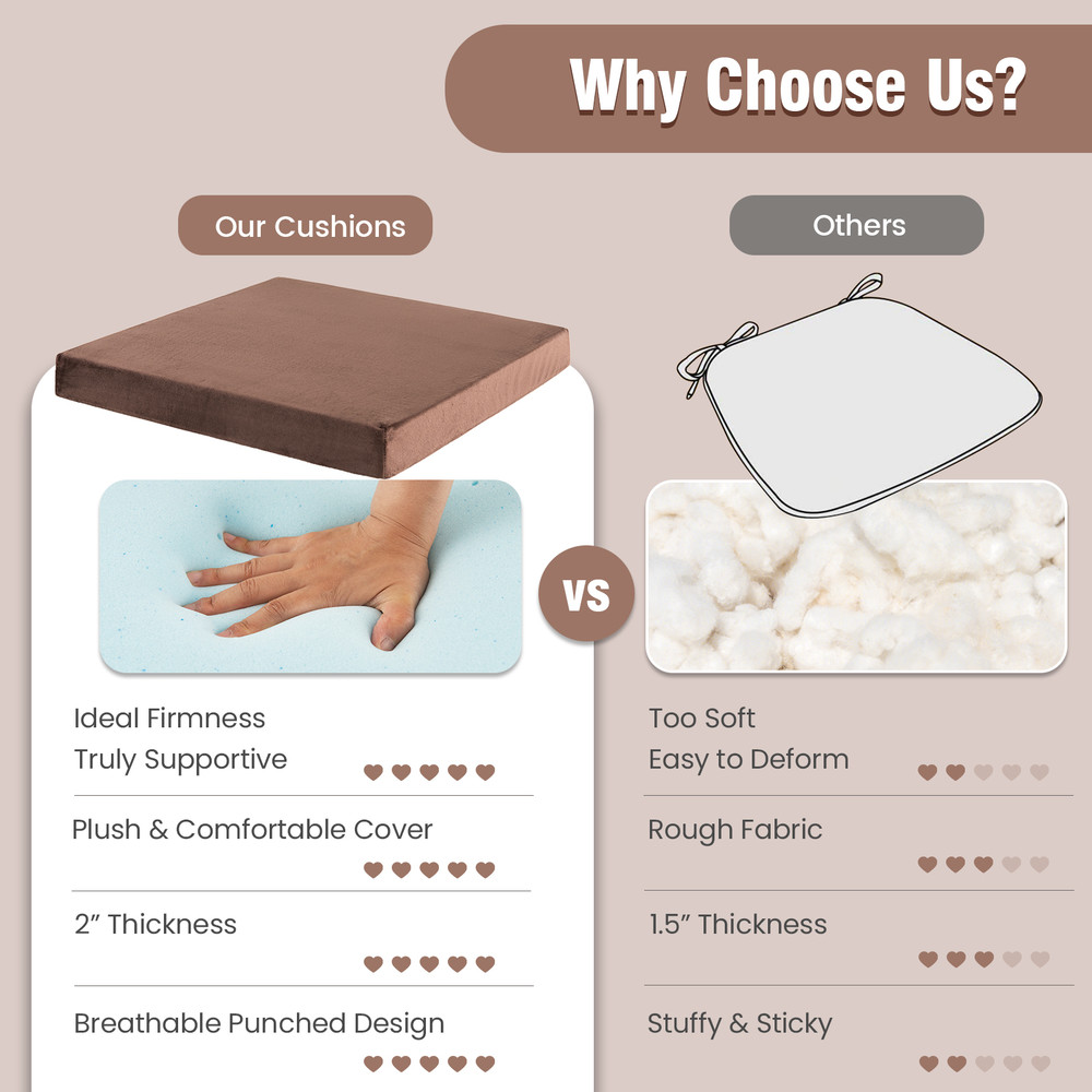 10 Pack Seat Cushions Gel Memory Foam for Back Pain Relief, Ergonomic Office, Dining, Wheelchair & Car Chair Pads