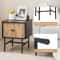 Black MidCentury Modern Nightstand With Sliding Door Storage Small Bedside End Table With Cabinet F 4