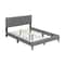 Queen Size Upholstered Platform Bed with Button Headboard and Wood Slat Support, Modern Linen Fabric Frame with Storage