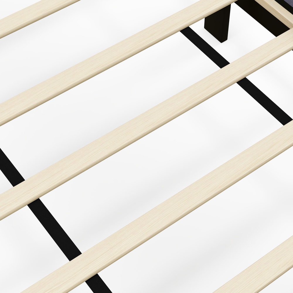 Queen Size Upholstered Platform Bed with Button Tufted Wingback Headboard & Storage – Sturdy Wood Slats,