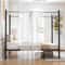 Queen Size Canopy Bed Frame with Under Bed Storage and Rustic Headboard – Metal 4-Post Platform Bed for Modern Bedrooms