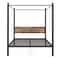 Queen Size Canopy Bed Frame with Under Bed Storage and Rustic Headboard – Metal 4-Post Platform Bed for Modern Bedrooms
