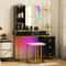 Modern Vanity Table Set RGB LED Lights Wireless Charging Station Adjustable Mirror 0