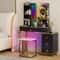 Modern Vanity Table Set RGB LED Lights Wireless Charging Station Adjustable Mirror 5