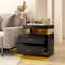 Modern LED Nightstand with 2 Storage Drawers, Bedside Table with Built-In Lighting