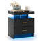 Modern LED Nightstand with 2 Storage Drawers, Bedside Table with Built-In Lighting