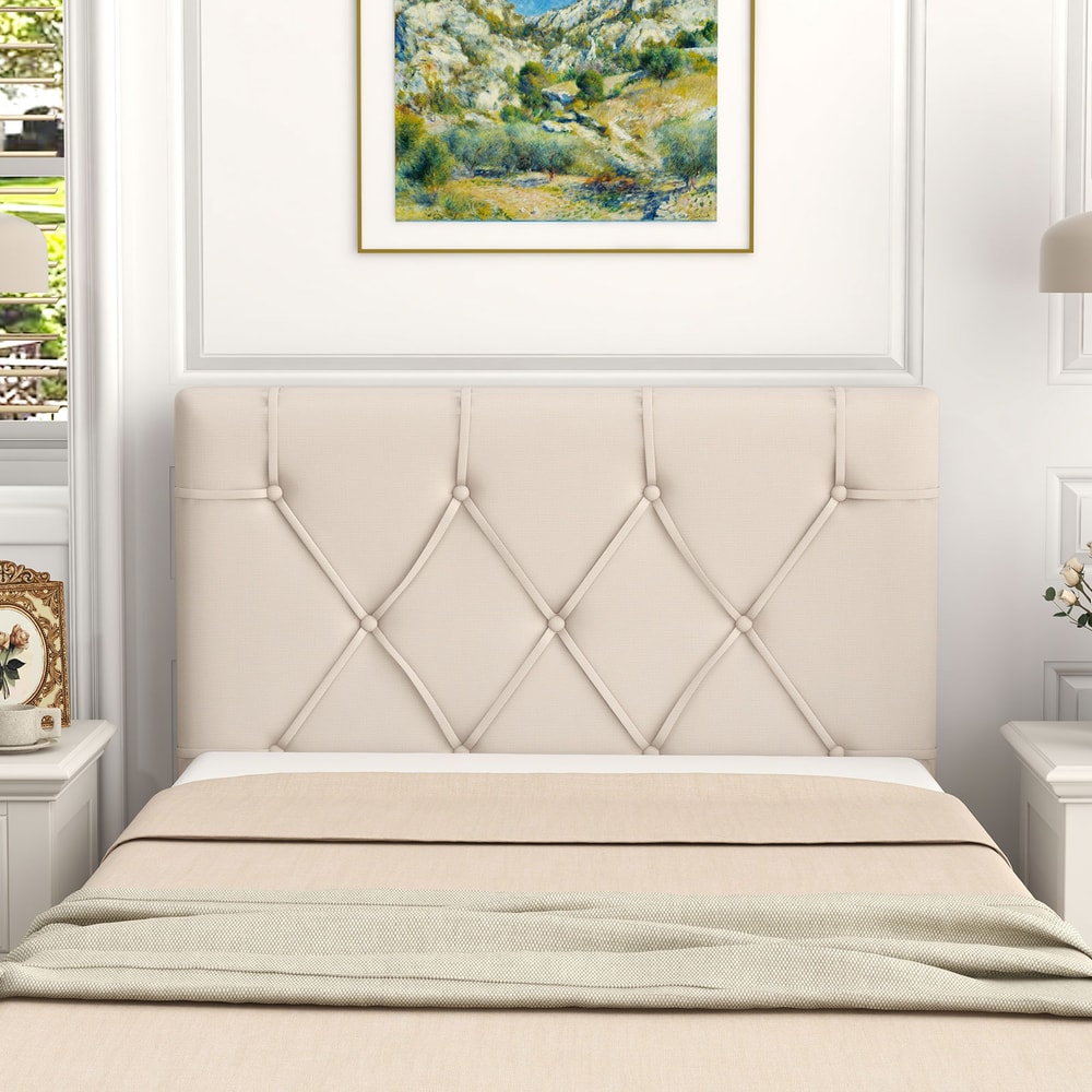 Modern Twin Size Upholstered Headboard With Fabric Upholstery Adjustable Height Wall Mounted Butto 2
