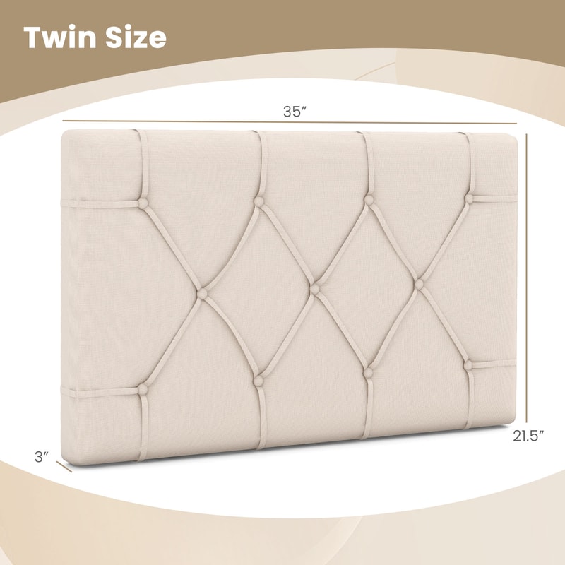 Modern Twin Size Upholstered Headboard With Fabric Upholstery Adjustable Height Wall Mounted Butto 6