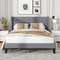 FullQueen Size Bed Frame With Wingback Headboard Upholstered Platform Bed With Wood Slat Support S 6
