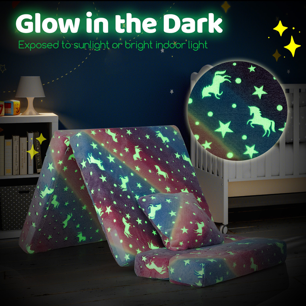 Kids Folding Sofa Bed Floor Mattress Glow In The Dark With PillowMulticolor 1