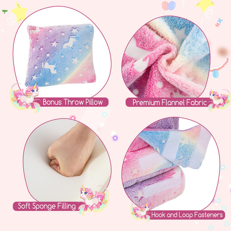 Kids Folding Sofa Bed Floor Mattress Glow In The Dark With PillowMulticolor 5