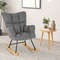 Modern Linen Nursery Rocking Chair High Back Upholstered Glider With Padded Armrests For Baby Room 5