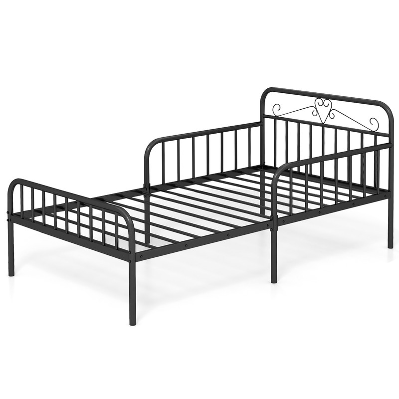 Metal Twin Bed Frame With Headboard And Safety Side Guardrails No Box Spring Needed Underbed Storag 7