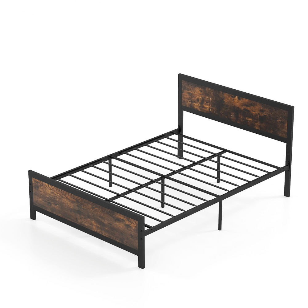 Heavy Duty Metal Bed Frame Full Size With Headboard Footboard Rustic Platform Bed Frame With Under 7