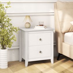 modern nightstand with 2 drawers for small spaces, compact bedside table for bedroom, living room storage cabinet night