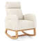 Nursery Rocking Chair Upholstered Chenille Rocker Armchair with Natural Rubber Wood Frame, Comfortable Glider Chair