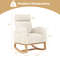 Nursery Rocking Chair Upholstered Chenille Rocker Armchair with Natural Rubber Wood Frame, Comfortable Glider Chair