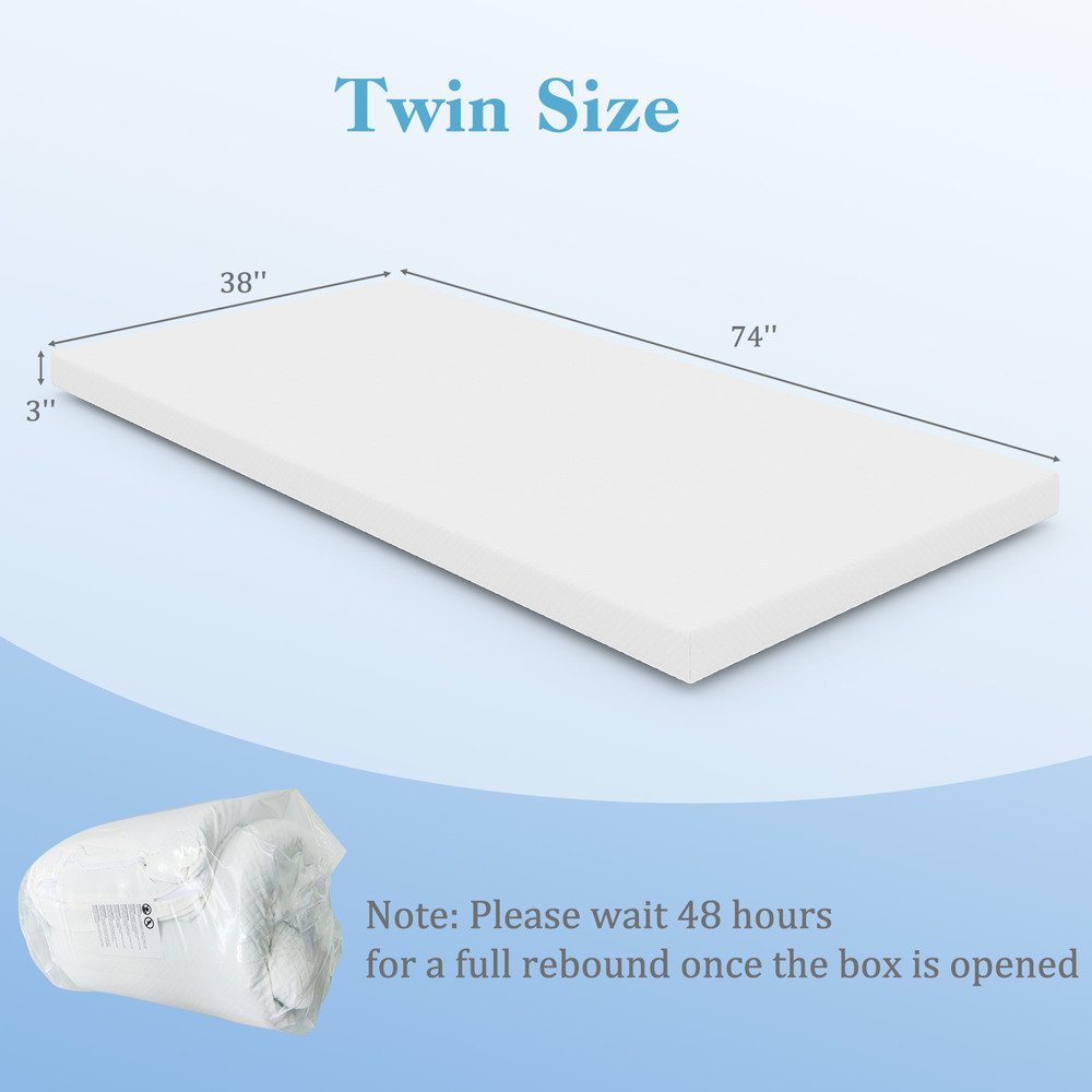 3 Inch Gel-Infused Memory Foam Mattress Topper with Removable Cover, Cooling Bed Pad with CertiPUR-US Certified Foam