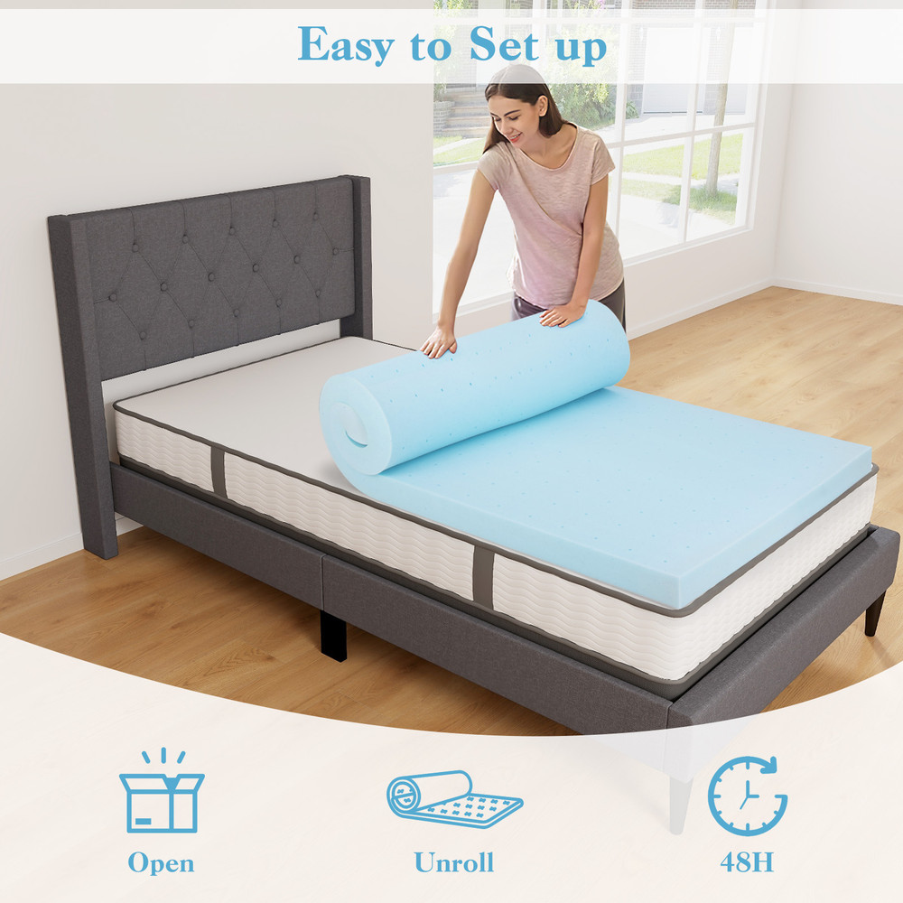 3 Inch Gel-Infused Memory Foam Mattress Topper with Removable Cover, Cooling Bed Pad with CertiPUR-US Certified Foam