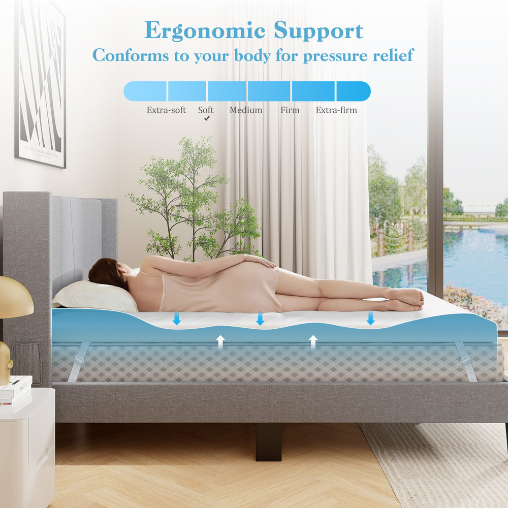 3 Inch Gel-Infused Memory Foam Mattress Topper with Removable Cover, Cooling Bed Pad with CertiPUR-US Certified Foam