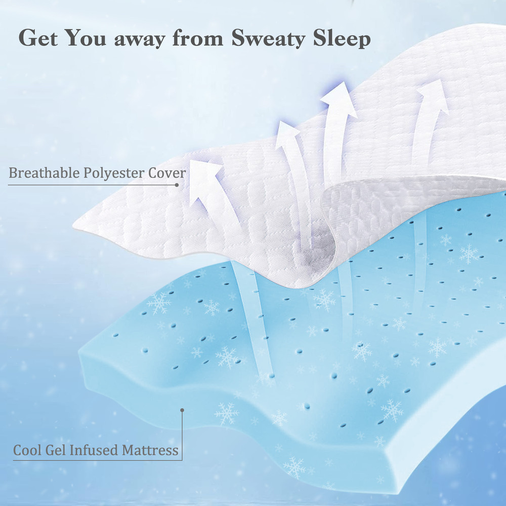 3 Inch Gel-Infused Memory Foam Mattress Topper with Removable Cover, Cooling Bed Pad with CertiPUR-US Certified Foam