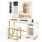 Makeup Vanity Desk Dressing Table and Stool Set with Lighted Mirror, Charging Station & Jewelry Storage Organizer