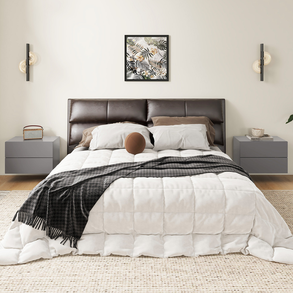 Floating Nightstand with Drawers and Storage Shelf, Space-Saving Wall-Mounted Bedside Table