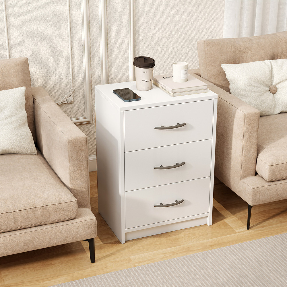 Modern 3-Drawer Nightstand with Storage, Stylish Living Room Side Table with Spacious Drawers