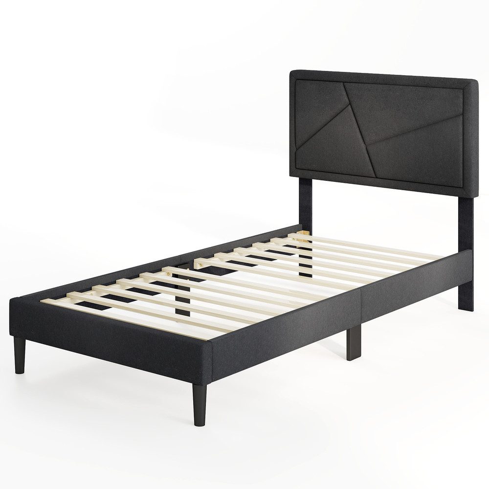 Twin/Full/Queen Size Upholstered Platform Bed Frame with High Headboard – Modern & Sturdy Support