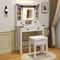 Stylish Vanity Desk with LED Mirror, Adjustable Shelves & Makeup Storage