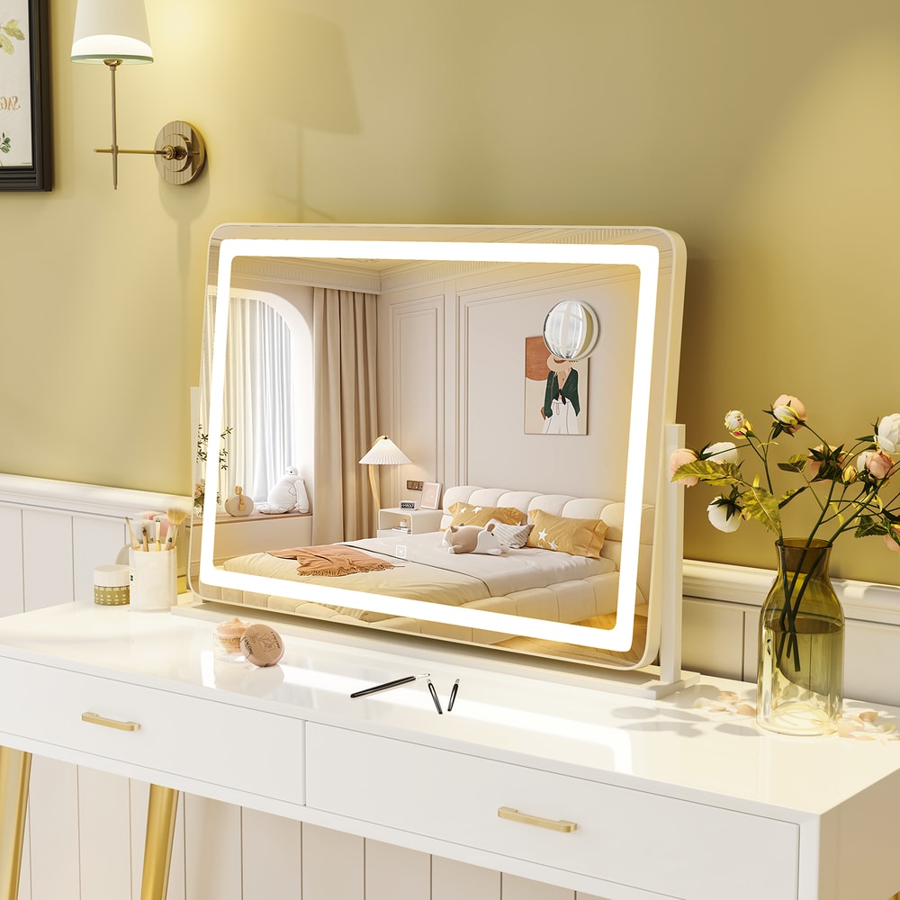 32 X 22 Large Makeup Vanity Mirror With 3Color Lighting Mode Adjustable Brightness 0