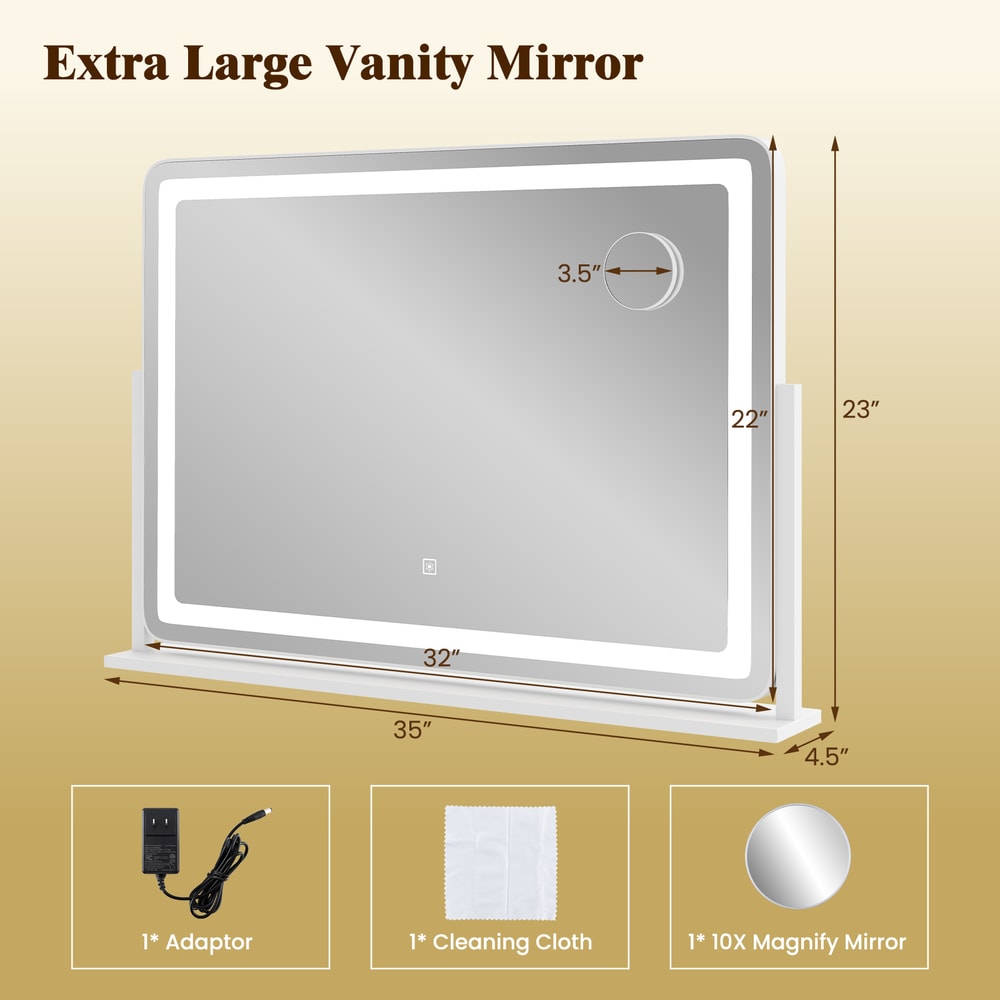 32 X 22 Large Makeup Vanity Mirror With 3Color Lighting Mode Adjustable Brightness 5