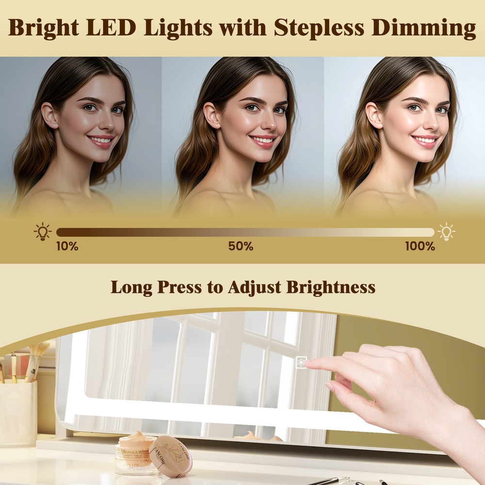 32 X 22 Large Makeup Vanity Mirror With 3Color Lighting Mode Adjustable Brightness 7