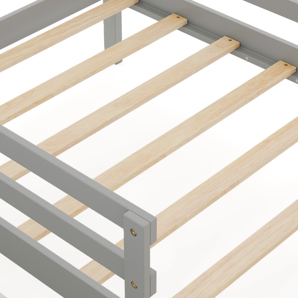 Solid Wood Twin House Bed with Blackboard & Storage, Kids DIY Playful Bed Frame