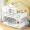 Twin Over Twin House Bunk Bed with Lockable Window & Roof, Solid Wood Kids Bunk Bed