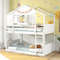 Twin Over Twin House Bunk Bed with Lockable Window & Roof, Solid Wood Kids Bunk Bed