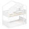 Twin Over Twin House Bunk Bed with Lockable Window & Roof, Solid Wood Kids Bunk Bed