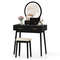 LED Vanity Table Set for Small Spaces 3 Color Mirror & Storage Drawers w Cushioned Stool