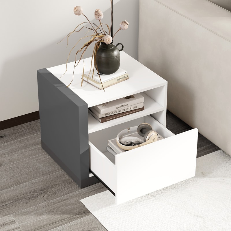 Modern Minimalist Nightstand with Drawer, Stylish Bedroom Storage