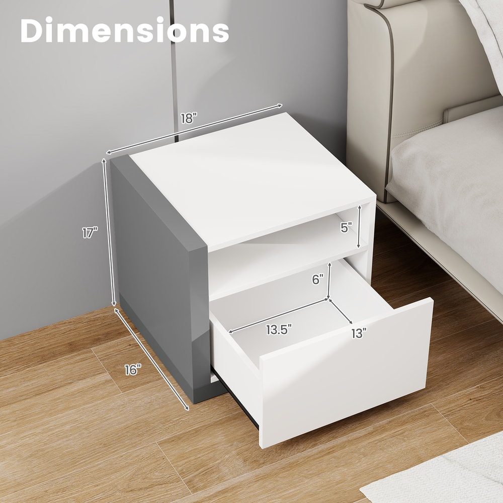 Modern Minimalist Nightstand with Drawer, Stylish Bedroom Storage